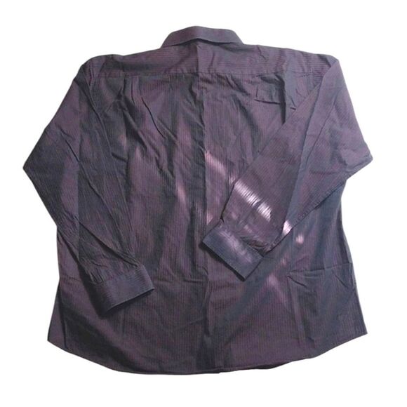 Kenneth Cole Purple Textured Black Striped Button Up Dress Shirt Size 18 - Picture 8 of 12